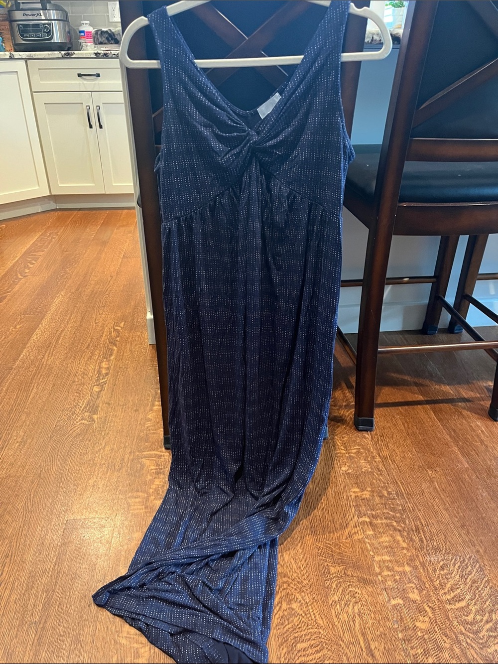 Maternity Navy Maxi Dress with Twist Front Detail